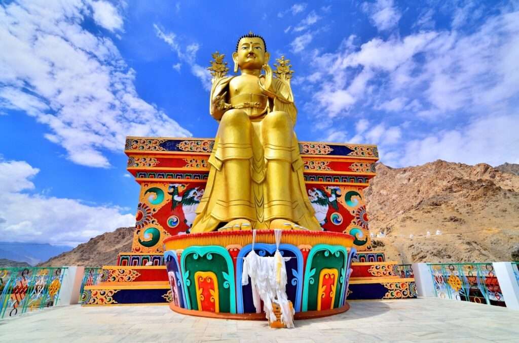 "Likir Gompa in Leh: Majestic Buddhist monastery showcasing intricate architecture and spiritual serenity."