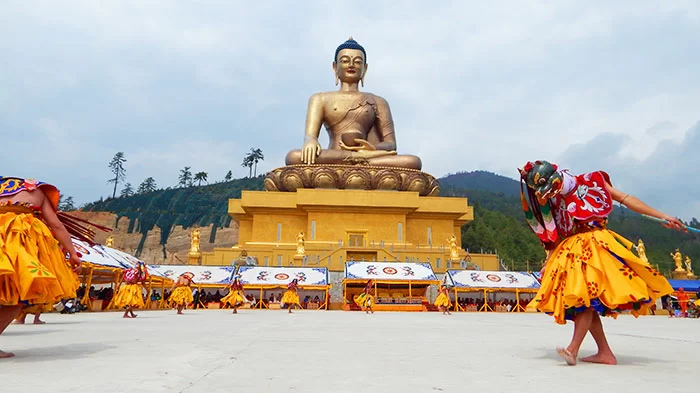 Buddha Dordenma Statue - A majestic golden statue of Buddha, radiating serenity and wisdom, standing tall as a symbol of peace and enlightenment."