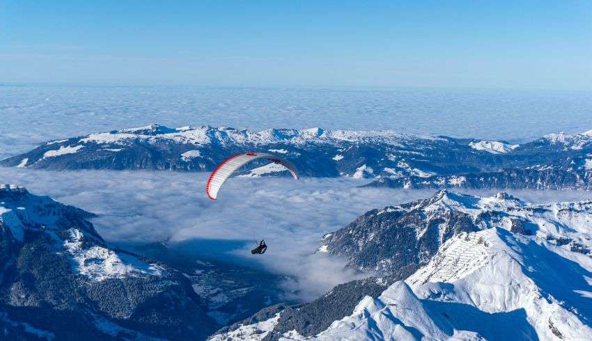 "Paragliding over Swiss Alps - Switzerland Europe adventure"